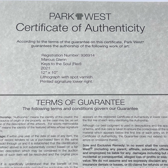 Marcus Glenn Lithograph “Keys To The Soul (Red) - Picture 7 of 9